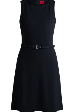 Damen Hugo Red A-Linien Kleid mit Schnallengürtel