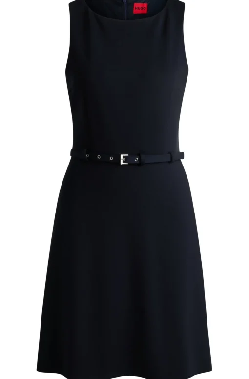 Damen Hugo Red A-Linien Kleid mit Schnallengürtel
