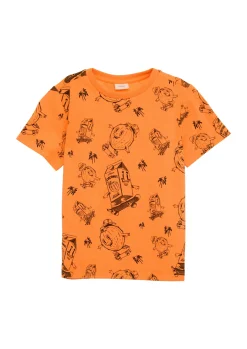 Kinder s.Oliver All over Print-T-Shirt aus Baumwolle mit Rippblende