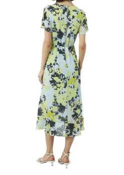 Damen Comma Antailliertes Midikleid mit Volants und All-over-Print