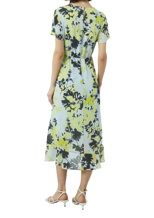 Damen Comma Antailliertes Midikleid mit Volants und All-over-Print