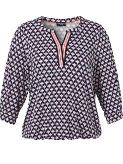 Damen Via Appia Due 3/4-Arm Print-Shirt mit Gummizugsaum