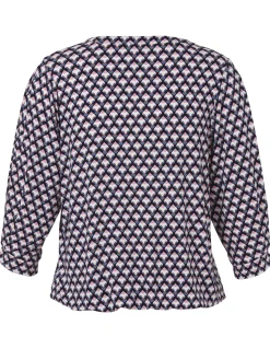 Damen Via Appia Due 3/4-Arm Print-Shirt mit Gummizugsaum