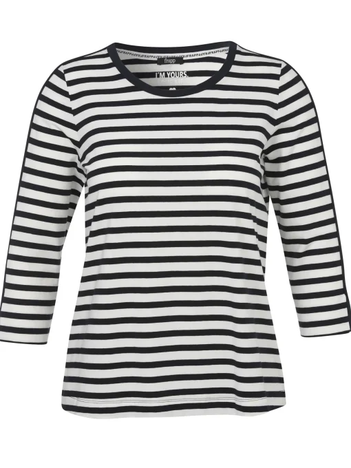 Damen Frapp 3/4-Arm Ringelshirt Black & White