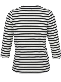 Damen Frapp 3/4-Arm Ringelshirt Black & White