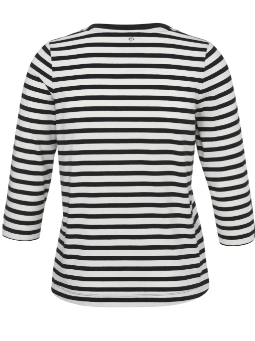 Damen Frapp 3/4-Arm Ringelshirt Black & White