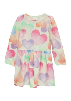 Kinder s.Oliver Ausgestelltes Kleid aus leichter Sweatware mit All-over-Print