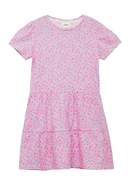 Kinder s.Oliver Ausgestelltes Stufenkleid mit Puffärmeln