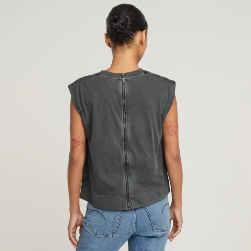 Damen G-Star Back Zip Overdyed T-Shirt