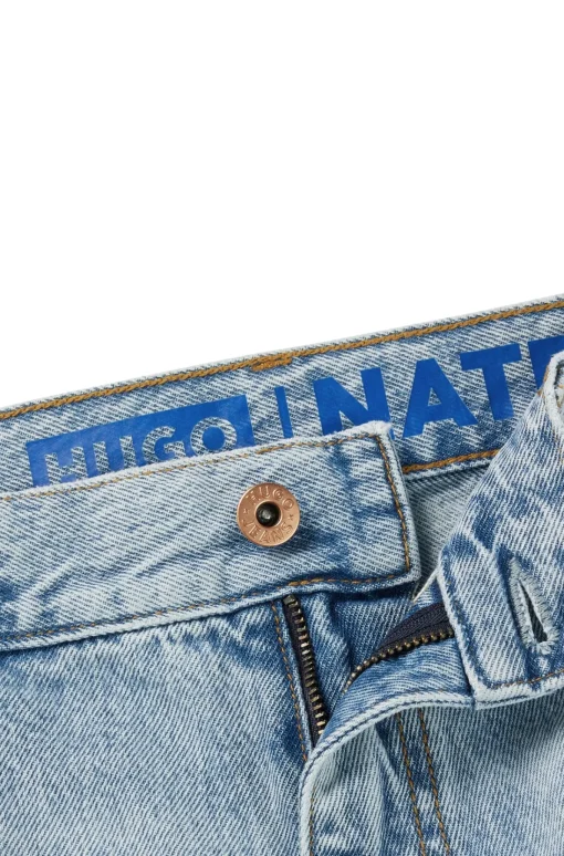 Herren Hugo Blue Baggy-Fit Jeans aus schwerem Baumwoll-Denim