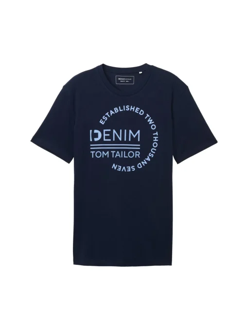 Herren Tom Tailor Denim Basic T-Shirt mit Logo Print