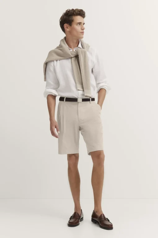 Herren Bugatti Baumwoll-Bermuda mit Bundfalte
