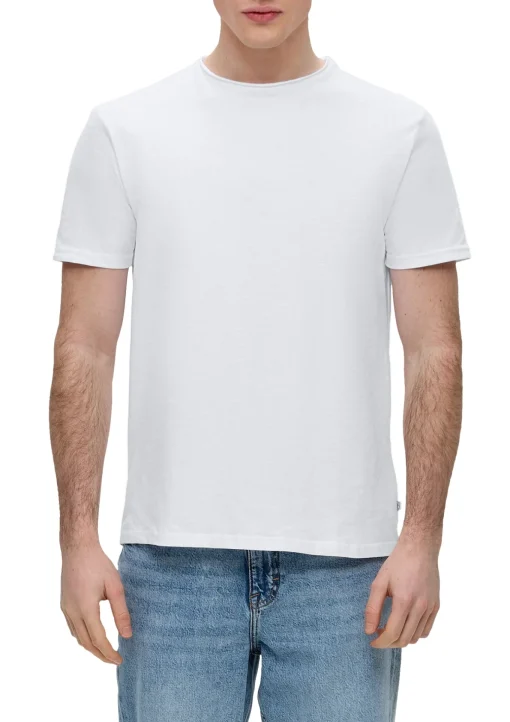 Herren QS Baumwollshirt mit Flammgarn-Struktur