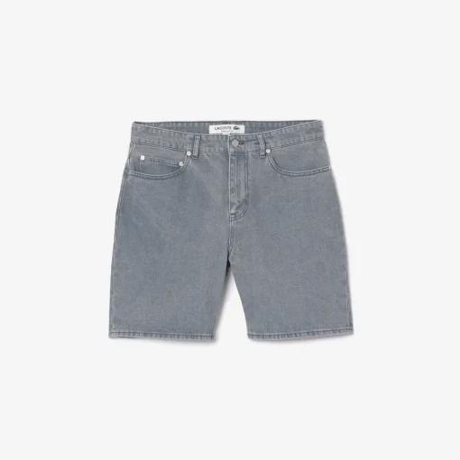 Herren Lacoste Bermudashorts aus Denim mit verwaschenem Effekt