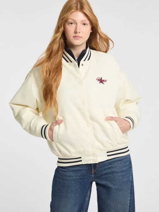 Damen GUESS JEANS Bestickte College-Jacke