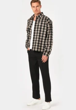 Herren Pegador BEVILL FLANNEL SHIRT WASHED DARK STONE BLACK