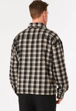 Herren Pegador BEVILL FLANNEL SHIRT WASHED DARK STONE BLACK