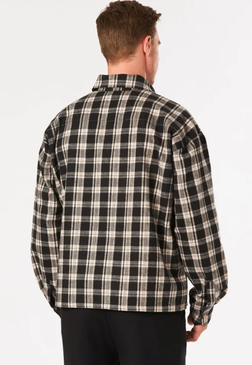 Herren Pegador BEVILL FLANNEL SHIRT WASHED DARK STONE BLACK