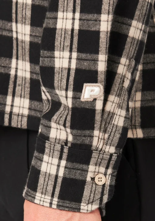 Herren Pegador BEVILL FLANNEL SHIRT WASHED DARK STONE BLACK