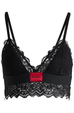 Damen Hugo Red BH mit Spitzenbesatz und rotem Logo-Label