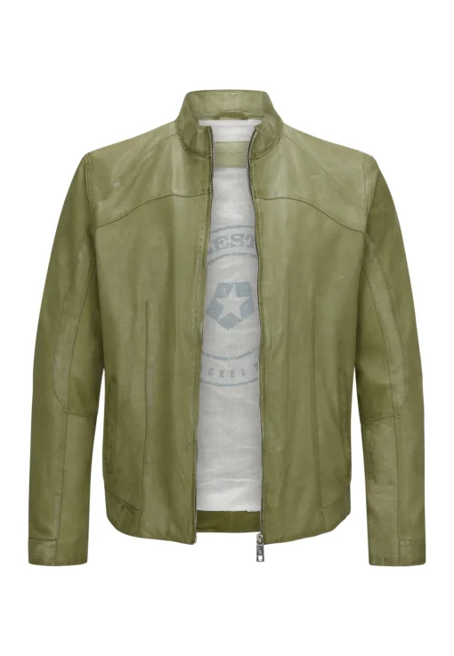 Herren Milestone Biker Blouson aus genarbtem Leder