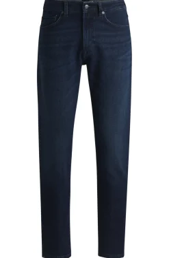 Herren Boss Orange Blaue Tapered-Fit Jeans aus komfortablem Stretch-Denim