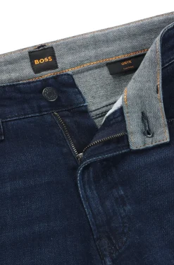 Herren Boss Orange Blaue Tapered-Fit Jeans aus komfortablem Stretch-Denim