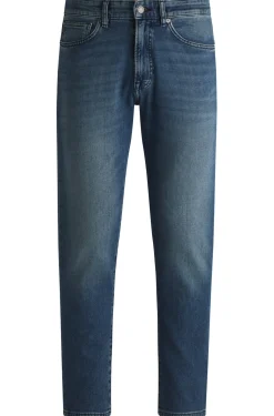 Herren Boss Orange Blaue Tapered-Fit Jeans aus komfortablem Stretch-Denim