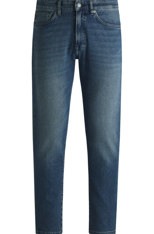 Herren Boss Orange Blaue Tapered-Fit Jeans aus komfortablem Stretch-Denim