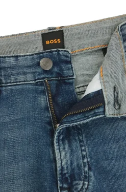 Herren Boss Orange Blaue Tapered-Fit Jeans aus komfortablem Stretch-Denim