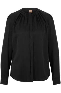 Damen Boss Bluse aus Elastischem Crêpe De Chine mit gerafftem Ausschnitt