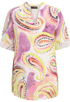 Damen Doris Streich Bluse aus softem Leinen mit Paisley-Print