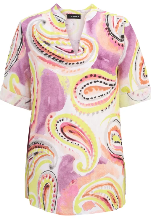 Damen Doris Streich Bluse aus softem Leinen mit Paisley-Print