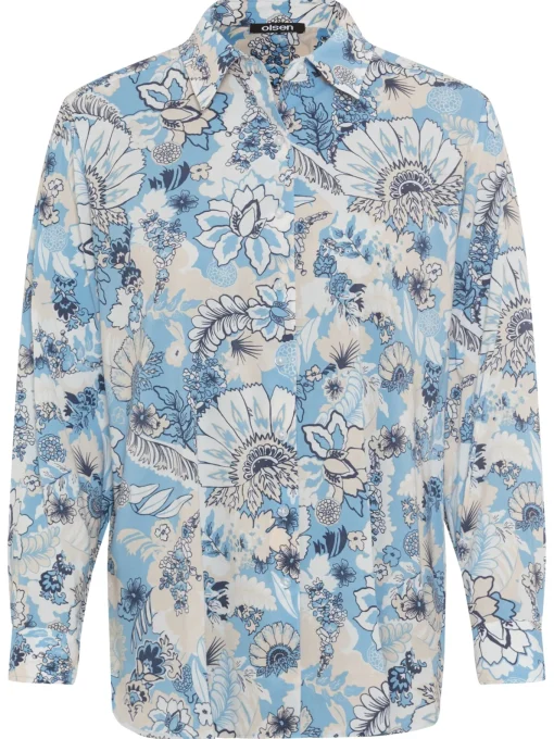 Damen Olsen Bluse mit durchgehender Knopfleiste