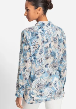Damen Olsen Bluse mit durchgehender Knopfleiste