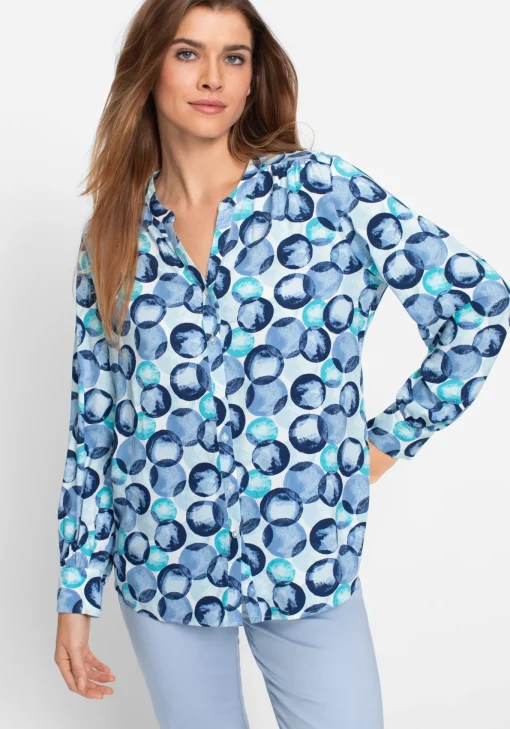 Damen Olsen Bluse mit grafischem Allover-Print