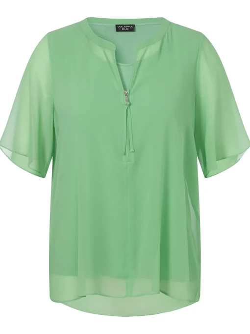 Damen Via Appia Due Bluse mit V-Ausschnitt und Zipper