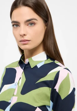 Damen Eterna Bluse Satingewebe Langarm