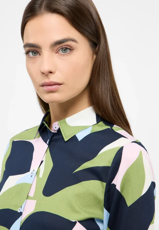 Damen Eterna Bluse Satingewebe Langarm