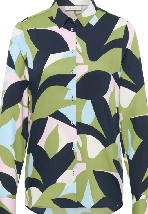 Damen Eterna Bluse Satingewebe Langarm