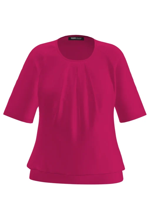 Damen Frank Walder Blusenshirt mit modischer Faltenpartie vorne