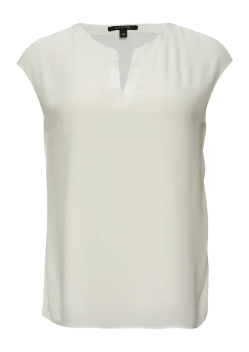 Damen Comma Blusenshirt mit Tunika-Ausschnitt und Satinblende