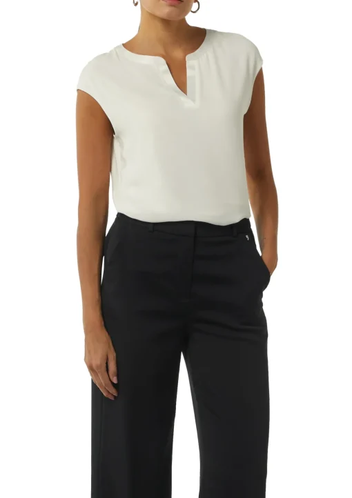 Damen Comma Blusenshirt mit Tunika-Ausschnitt und Satinblende