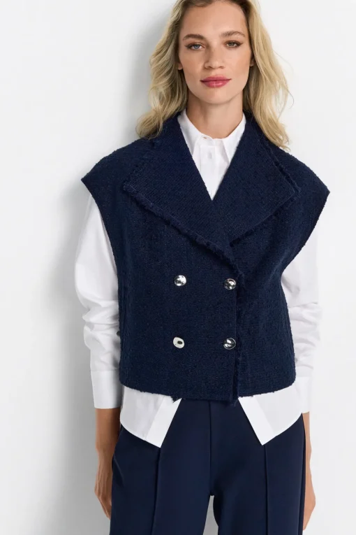 Damen Rich & Royal Boucle-Weste mit Reverskragen