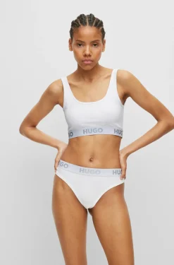 Damen Hugo Red BRALETTE AUS STRETCH-BAUMWOLLE MIT LOGO-BAND SPORTY