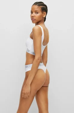 Damen Hugo Red BRALETTE AUS STRETCH-BAUMWOLLE MIT LOGO-BAND SPORTY