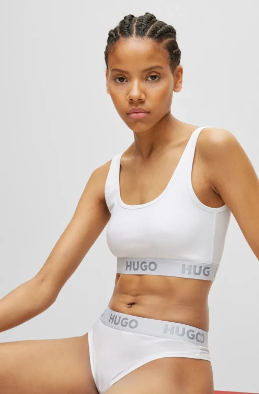 Damen Hugo Red BRALETTE AUS STRETCH-BAUMWOLLE MIT LOGO-BAND SPORTY