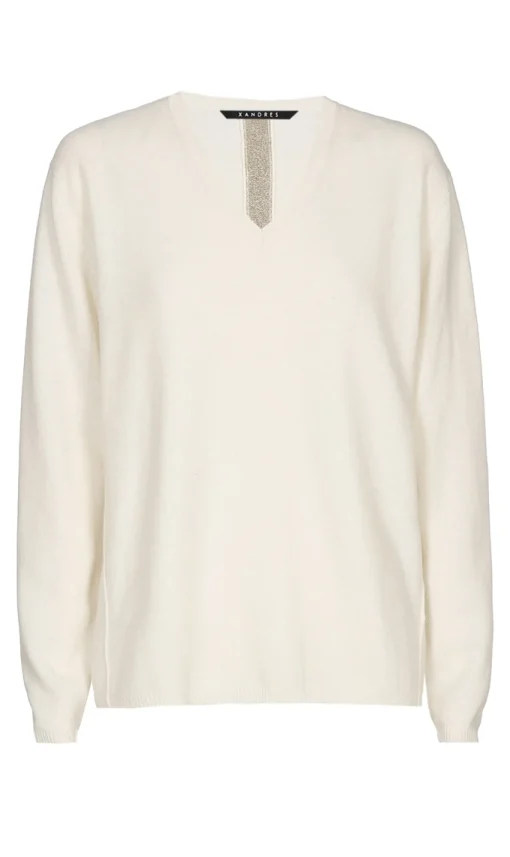 Damen Xandres Cashmere Pullover mit V-Ausschnitt