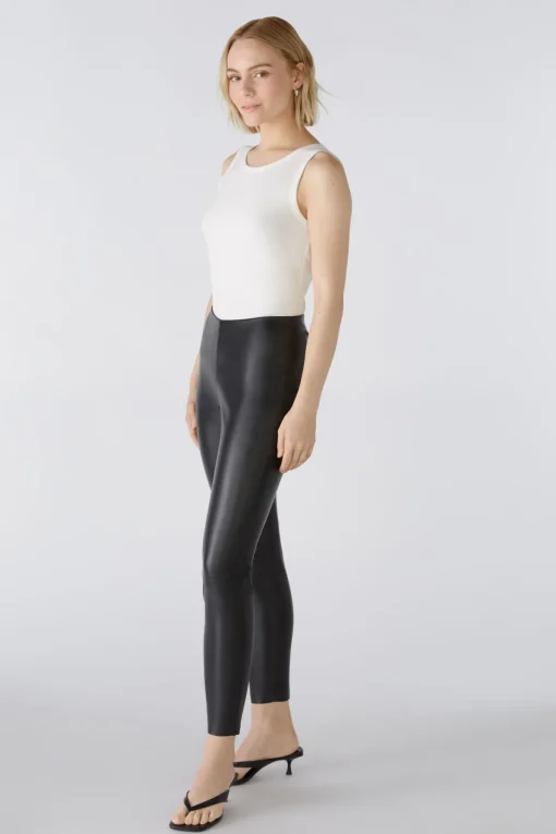 Damen Oui CHASEY Leggings in Lederoptik