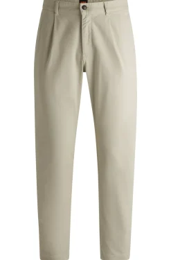 Herren Boss Orange Chino aus Stretch-Baumwolle mit Dobby-Struktur und Bundfalten